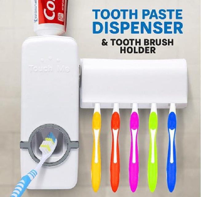 Automatic Toothpaste Dispenser – Wall Mounted Toothbrush Holder for Bathroom