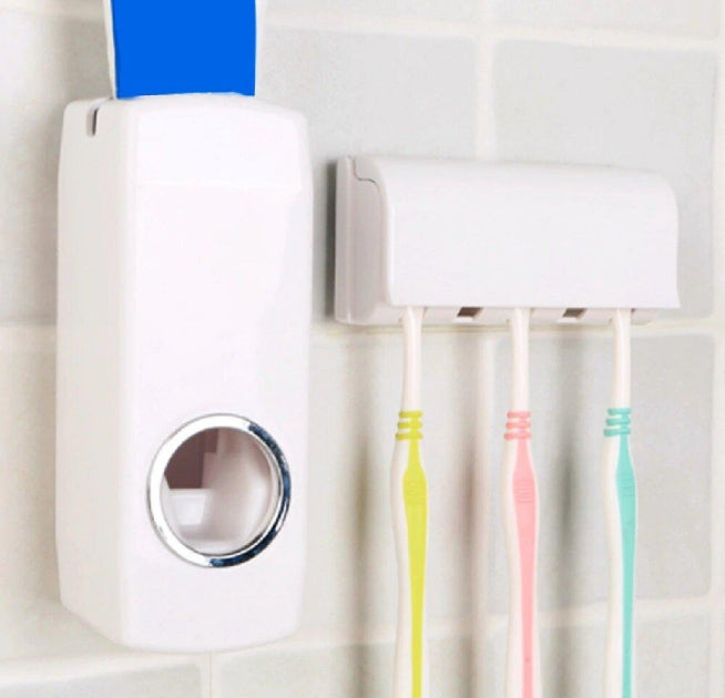 Automatic Toothpaste Dispenser – Wall Mounted Toothbrush Holder for Bathroom