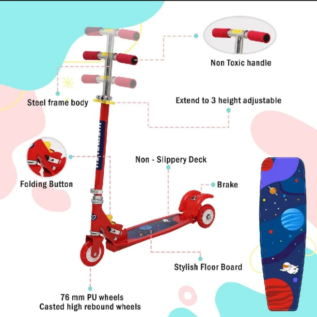 Scooty For Kids Adjustable 3 Wheel Kick Scooter Gifts For Toddlers Children Boys Girls