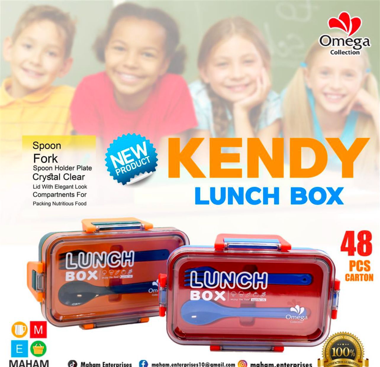 Kids Lunch Box for School – Durable 850ML Lunch Box with Spoon & Fork