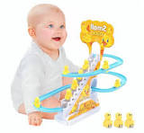 Duck Slide Toy Set – Automatic Stair-Climbing Ducks with Lights & Music