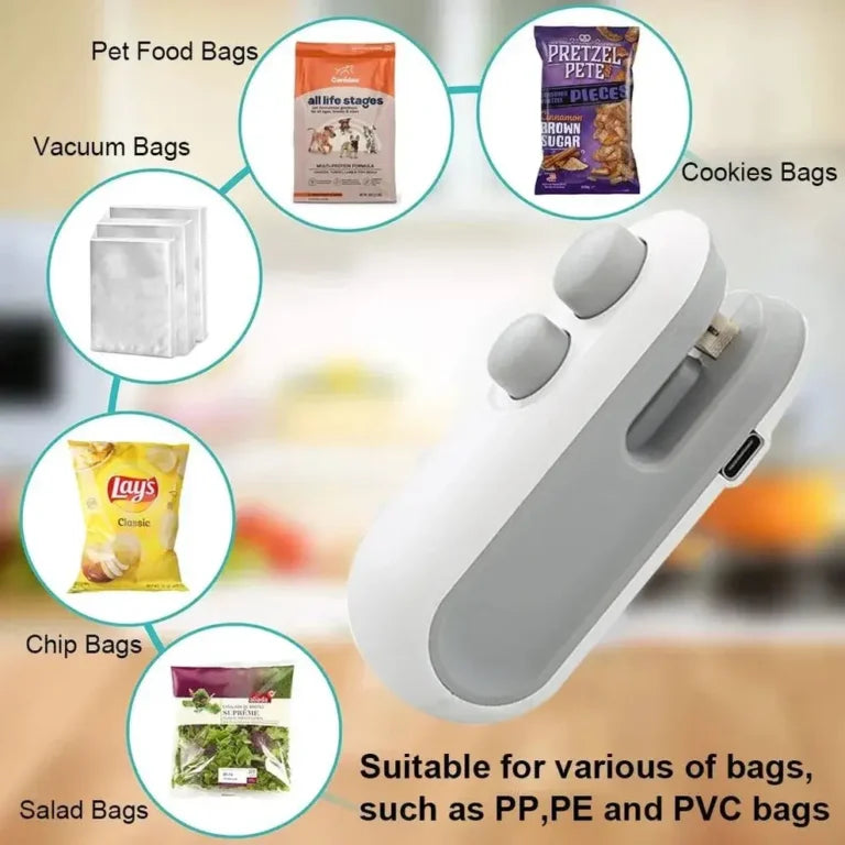 Portable Mini Sealing Machine – USB Rechargeable Food Bag Sealer in Pakistan