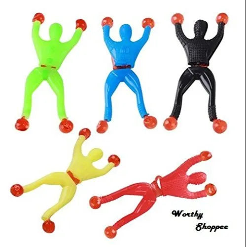 Daxoon Sticky Spider Man 6 Pieces Funny Elastic Wall Climbing Spider Man for Children Gift Random Colour