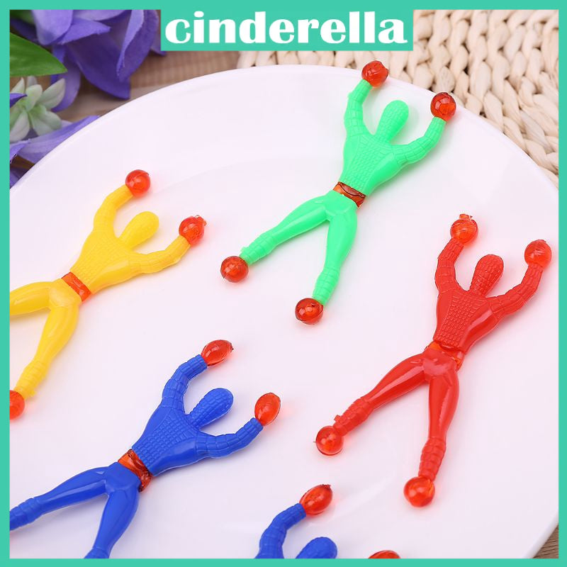 Daxoon Sticky Spider Man 6 Pieces Funny Elastic Wall Climbing Spider Man for Children Gift Random Colour
