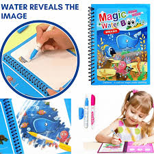 Reusable Magic Water Coloring Book for Kids with Magic Pen – Educational Drawing Pad
